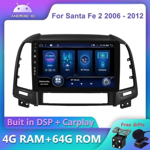 Bosion Android 10 DSP CarPlay Car DVD Radio Multimedia Player For Hyundai Santa Fe 2 2006-2012 2 din GPS Navigation DSP IPS DAB