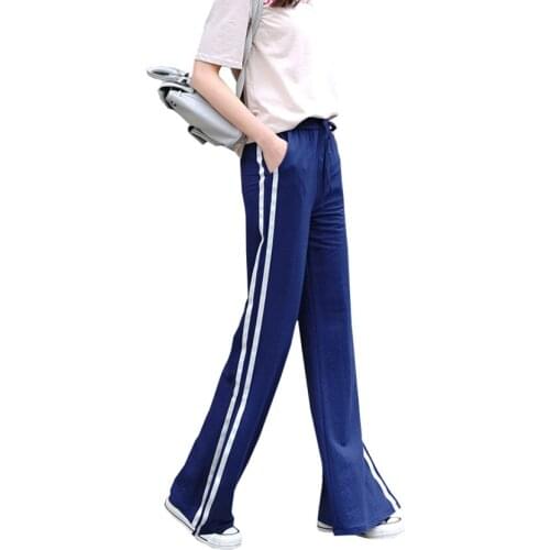 New Summer Panelled Spliced Wide Leg Pants Women Spring Open fork Cotton Linen Casual Trousers High Waist Female Leggings Mw221