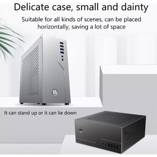 Theater Computer Box Mini-ITX Enclosure Case Aluminum Desktop Chassis FH01 HTPC Case with 4 USB Port