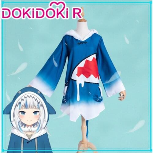 DokiDoki-R Hololive English Cosplay Gawr Gura Cute Costume Hololive English Cosplay Gawr Gura Costume