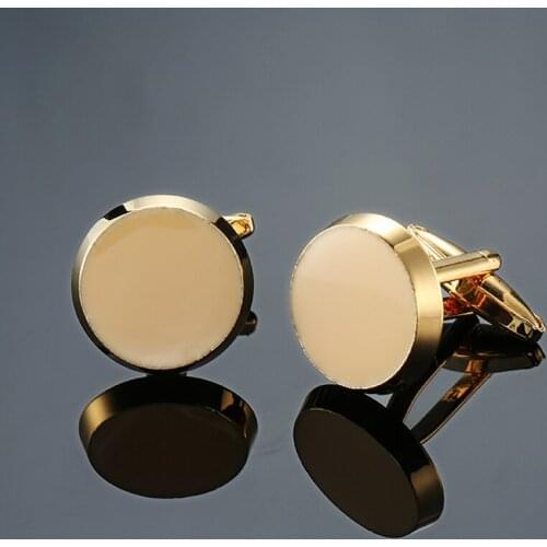 DY The new high quality minimalist style round gold Cufflinks fashion Mens French shirt Cufflink wholesale