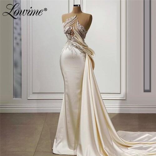 Elegant Beaded Mermaid Evening Dresses Saudi Arabia Long Prom Dress Arabic Dubai Kaftans Celebrity Dress Wedding Party Gowns