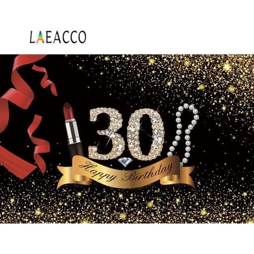 Photo Backdrops Happy Fabulous Women 30 40 50 60th Birthday Party Diamond Golden Dot Pearl Ribbon Banner Photography Background