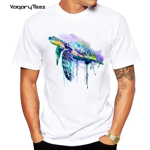 Funny Watercolor animal t shirt For Men Top Oversized T-shirt Casual Tops Streetwear Tee Watercolor Sea Turtle Print men tshirt