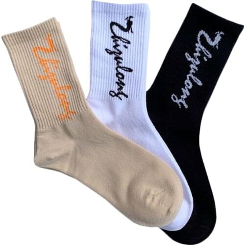 Cotton Couple Woman Socks English Alphabet Pattern Street Fashion Breathable Socks In Tube Three Color Sock