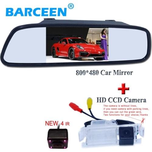 Wire car reversing camera 4 ir with car rear monitor for Kia K2 Rio hatchback ceed 2013 for Hyundai Solaris(verna) hatchback