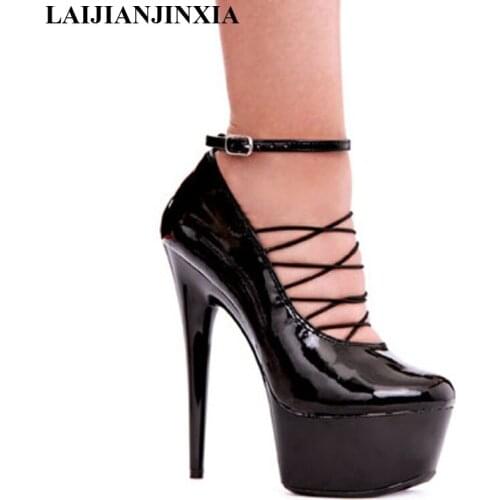 LAIJIANJINXIA New Arrival Fashionable Ankle-Strap Platforms Women Shoes Sexy 15cm High Heel Shoes, Wedding Shoes Classics Pumps