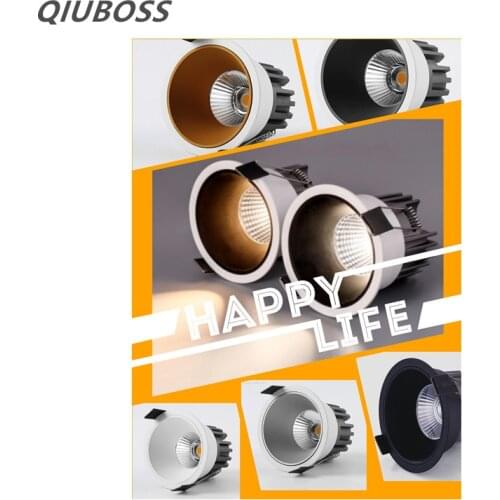 Lâmpadas de iluminação interior recessed regulável do ponto do teto do diodo emissor de luz da espiga do anti brilho 7w9w/12w/15