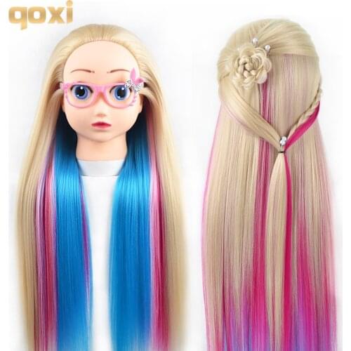 Qoxi mannequin heads with 65cm hair for braiding tete de cabeza manniquin dolls dummy head for hairdresser practice hair styling