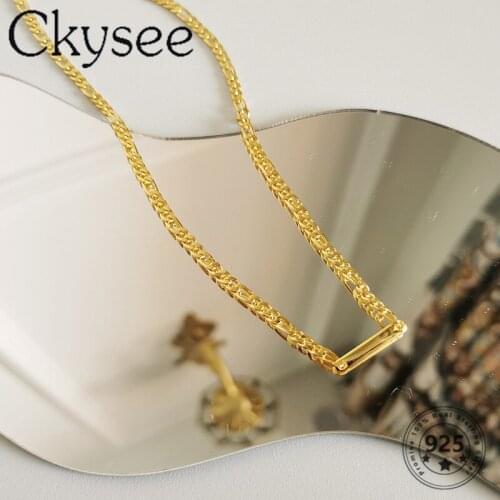 Ckysee Fashion 925 Sterling Silver Necklace Golden Glossy Chain Necklace For Fashion Women Girlfriend Silver 925 Jewelry