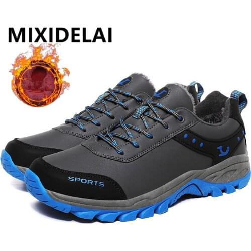 Men Boots Autumn Winter Men Warm Plush Snow Boots Men Waterproof Ankle Boots Outdoor Hiking Sneakers Fashion Big Size Men Shoes