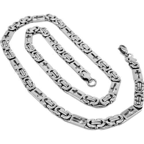 AMUMIU Mens Stainless Steel Cuban Link Chain Necklace Black Gold Color Steel Curb Necklace For Men HZN192