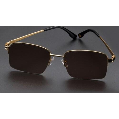 Vintage Glass Sun Glasses Man Natural Crystal Stone Sunglasses Woman Half Frame UV400 Anti Scratch Oculos