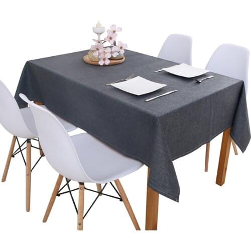 Solid Color Tablecloth Linen Waterproof Rectangular Cover Cloth Coffee Table For Living Room Garden Balcony Home Textile