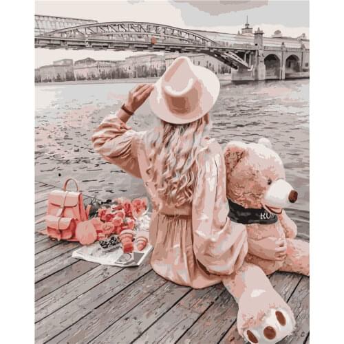 Paint By Numbers For Adults,Home Wall Decoration,DIY Hand-painted art,Portrait,Modern,Factory Outlet,Woman On The River Bank