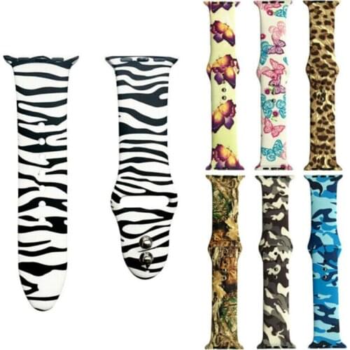 Camouflage Butterfly Soft Silicone Sport Band for Apple Watch Series 6 5 4 3 2 1 SE Wrist Strap