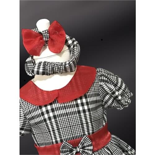 Vintage Plaid Red Bow Tie Detailed Model Zipper Plaid/Plaids Woven Classic Black Organza Design