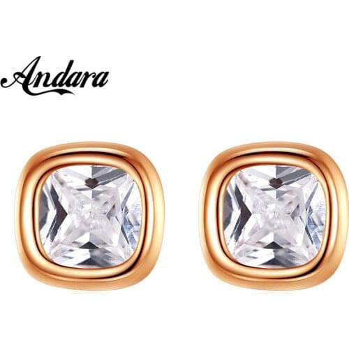 High Jewelry 925 Sterling Silver Stud Earrings With Zircon And Rose Gold Earrings For Women Jewelry Gifts (3 Color Options)