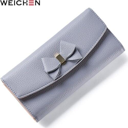 WEICHEN Bow Designer Ladies Wallet Many Departments Female Wallets With Card Holder Phone Coin Money Pocket Women Purse Carteira