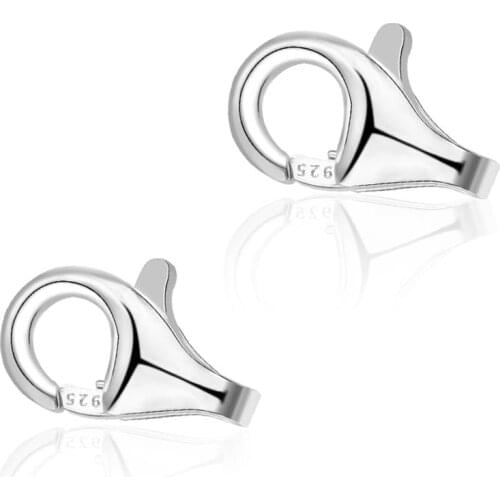 925 Sterling Silver Findings 2pcs 8/9mm Lobster Clasp Hooks End Connectors For Jewelry Making Findings DIY Necklace Bracelet