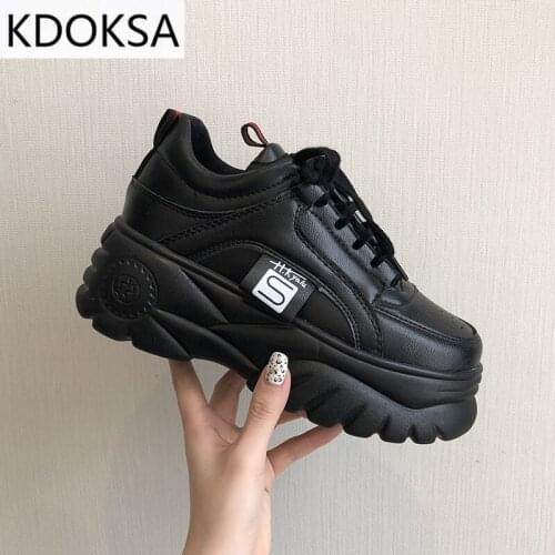 Hight Increase Ulzzang Women Casual Shoes Sneakers Platform Wedges High Heels Flats Loafers Ladies Creepers Trainers
