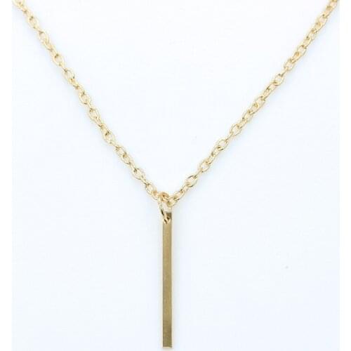 Simple Style Golden Metallic Stick Pendant Thin Chain Women Fashion Necklace (Around 47cm)