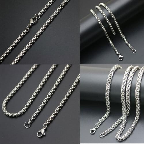 1pcs Silver Stainless Steel Box Necklace Chain For memory Glass Locket Pendant Women Men