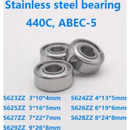 10/50pcs ABEC-5 S623ZZ S624ZZ S625ZZ S626ZZ S627ZZ S628ZZ S629ZZ Double metal shielded cover Stainless steel bearing 440C