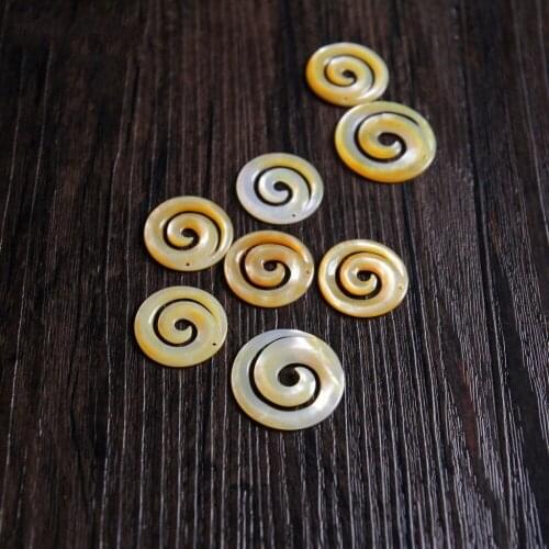 20pcs Nice Real Natural yellow shell round special shape with hole pendant nice deep see shell pendant