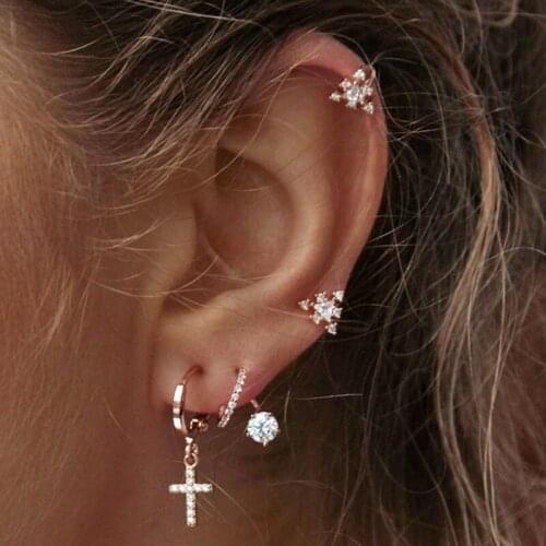 2021 Sparking 925 Sterling Silver Earring Clip Flower No Pierced Cuff Earring Paved Mini CZ Stone Tiny Cute Party Wedding Gift