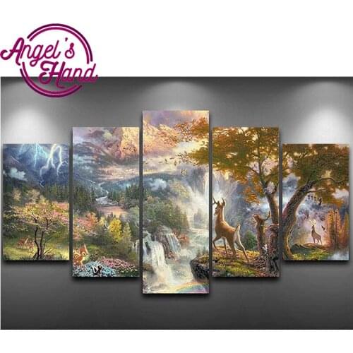 5pcs 5D DIY Diamond Painting landscape Embroidery Full Square Diamond Cross Stitch Rhinestone Mosaic Painting Home Decor Gift