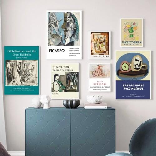 Abstract Vintage Canvas Painting Pablo Picasso Exhibition Posters and Prints Museum Modern Gallery Wall Art Picture Home Decor