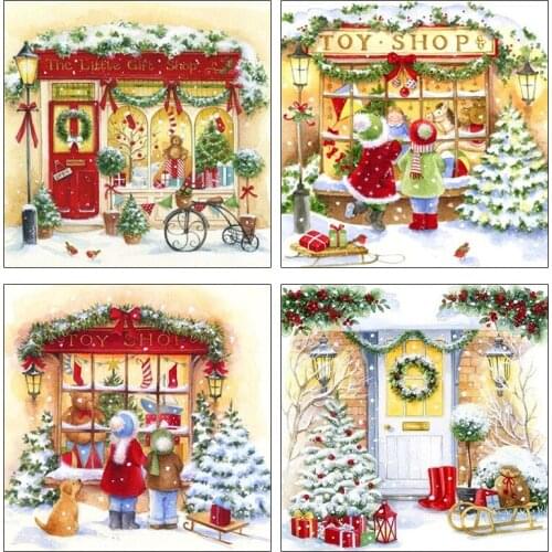 ARMYQZ Diamond Painting Christmas Tree Full Square/Round Drill Diamond Embroidery House Scenery Handmade Gift Cross Stitch Kits