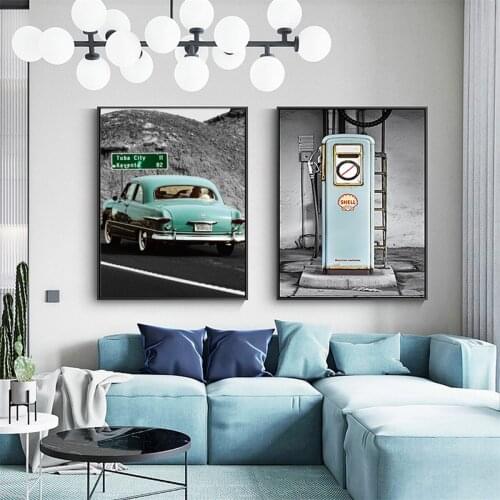 Automobile Landscape Classic Poster Canvas Print Painting Wall Art Living Room Home Decoration