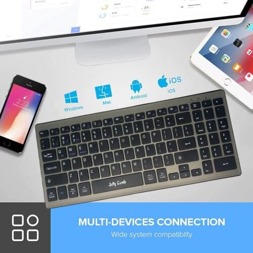 Jelly Comb Bluetooth Keyboard for Laptop iPad Tablet Slim Multi Device Wireless Keyboard Compatible with IOS Windows Android