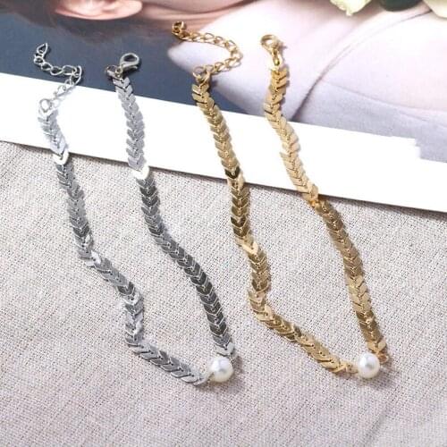 New Snake Chain Pearl Accessories Fashion Jewelry Letter V Chain Pearl Jewelry Jewel Punk Necklace Female Elegant Necklace