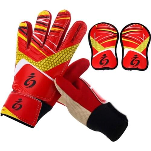 Kids Football Soccer Goalkeeper Anti-Slip Training Gloves Breathable Gloves With Leg Guard Protector Team Sports New