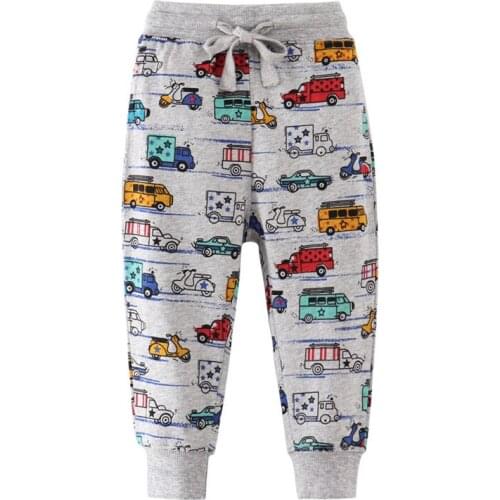 Jumping Meters Applique Cars Children Boys Sweatpants Autumn Spring Baby Boys Clothes Drawstring Trousers Kids Boys Full Pants