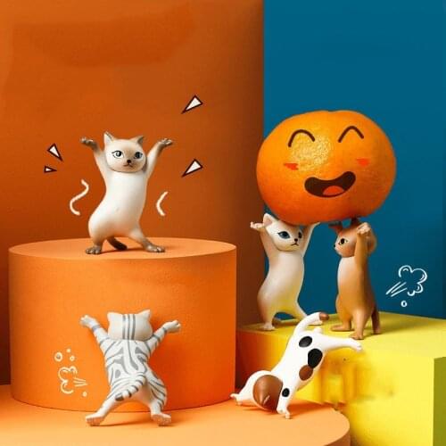 Home Decor Cat Pen Holder Weightlifting Cat Decoration Pen Holder Home Decoration Figurines Multifunctional Childrens Gifts