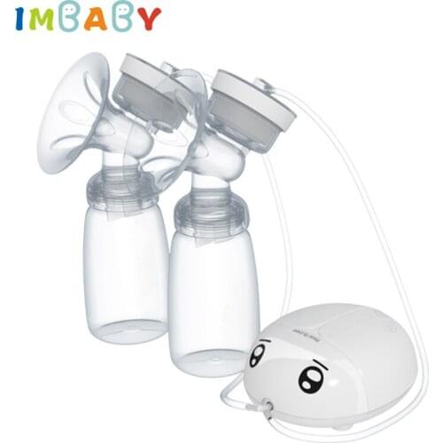IMBABY Double Electric Breast Pump With Milk Bottle Infant BPA Free USB Powerful Breast Pumps Baby Breast Feeding