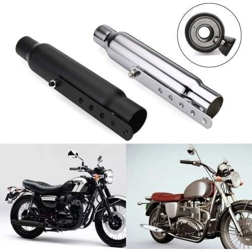 Motorcycle Cafe Racer Exhaust Pipe Silencer for Harley for ATV with Sliding Bracket 35-43mm Matte Black Silver Universal Muffler