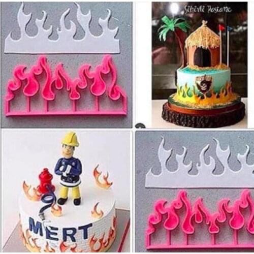Cake Tool 5inch Burning Fire Plastic Fondant Cutter Mold Fondant Embosser Stamp Press Cake Decorating Tools Sugarcraft DIY