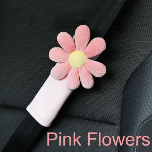 Creative Cute Flowers Car Seat Belt Pads Cartoon Plush Car Seat Shoulder Strap Pad Cushion Padding Safety Belt Cover Accessoies
