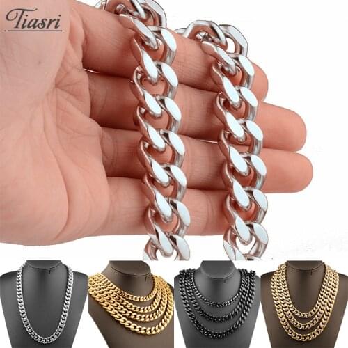 Tiasri Goth Necklace Chains Aesthetic Choker Mens Bracelet Curb Cuban Link Chain High Quality Stainless Steel Jewelry Wholesale