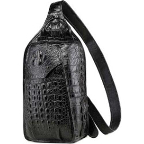 LINSHE crocodile chest package male Single shoulder bag Male chest bag Genuine crocodile leather men Inclined shoulde