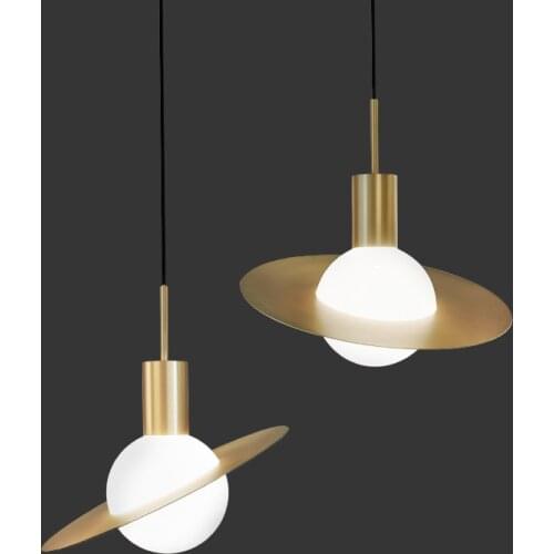 Nordic copper pendant lights bedroom bedside bar simple modern dining room living room personality design Saturn pendant lamps