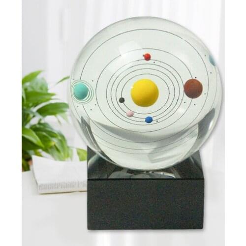 2021 New Solar System Eight Planets 3D Crystal Ball Ornaments with Base Elegant Feng Shui