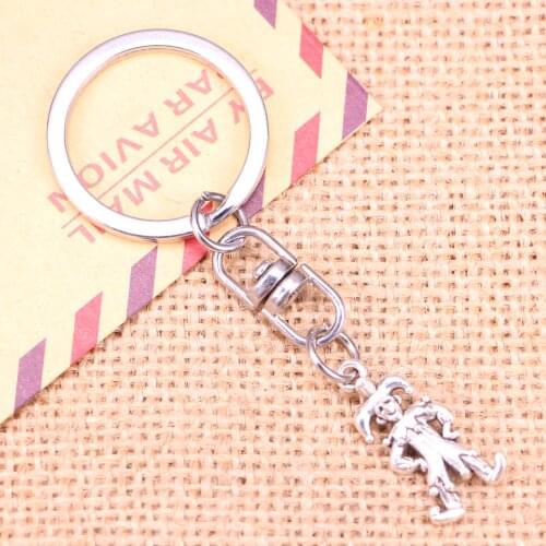 New Fashion Keychain 25x12mm clown joker jester Pendants DIY Men Jewelry Car Key Chain Ring Holder Souvenir For Gift