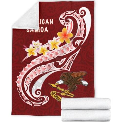 American Samoa Premium Blanket Seal Polynesian Patterns Plumeria 3D printed Sherpa Blanket on Bed Home Textiles HOME ACCESSORIES