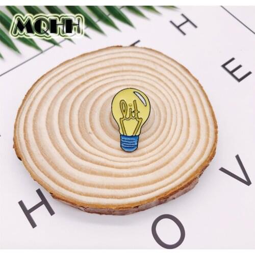 Personality Cartoon Creative Brooch Electric Light Bulb Round Badge Enamel Alloy Brooch Denim Collar Needle Jewelry Gifts